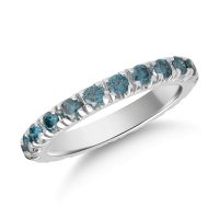 Inel eternity din aur alb cu diamante albastre de 2.1ct