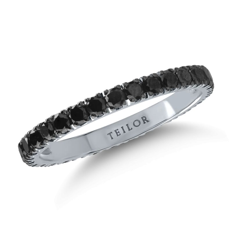 Inel eternity din aur alb cu diamante negre de 1ct