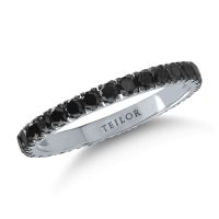 Inel eternity din aur alb cu diamante negre de 1ct