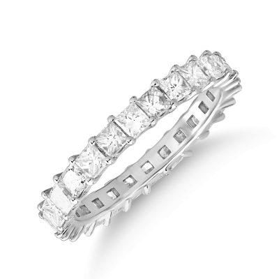 Inel eternity din aur alb cu diamante princess de 2ct