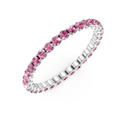 Inel eternity din aur alb cu rubine de 0.7ct