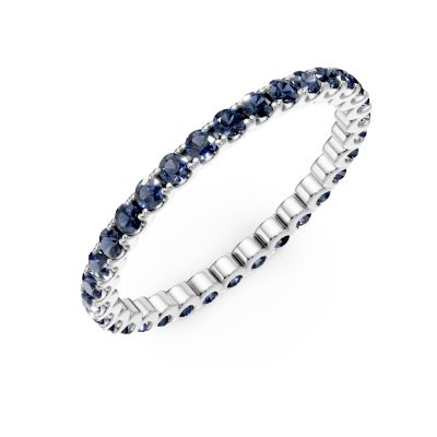 Inel eternity din aur alb cu safire de 0.7ct