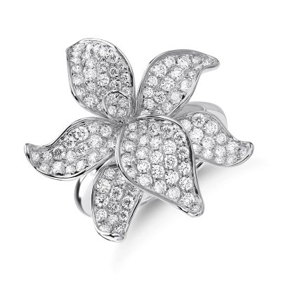 Inel floare din aur alb cu diamante de 1.3ct