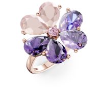 Inel floare din aur roz cu pietre semipretioase de 7.2ct