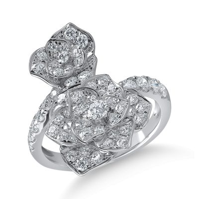 Inel floral din aur alb cu diamante de 1.2ct