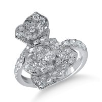 Inel floral din aur alb cu diamante de 1.2ct