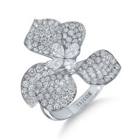 Inel floral din aur alb cu diamante pear si rotunde de 2.72ct