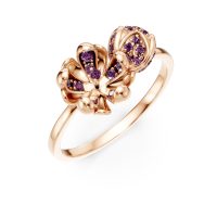 Inel flori de tei din aur roz cu safire roz de 0.2ct