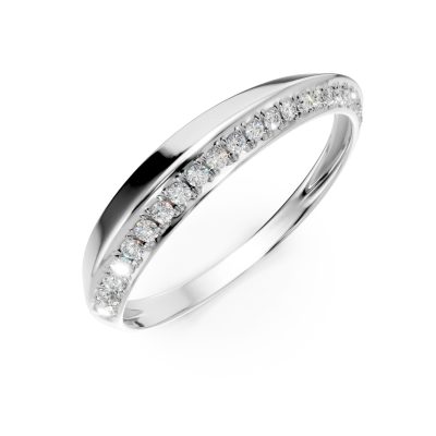 Inel geometric din aur alb cu diamante de 0.1ct