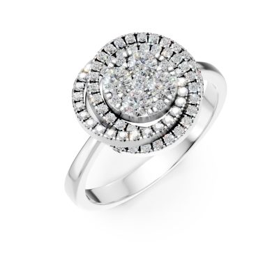 Inel geometric din aur alb cu diamante de 0.6ct