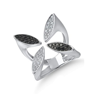 Inel geometric din aur alb cu diamante de 0.6ct