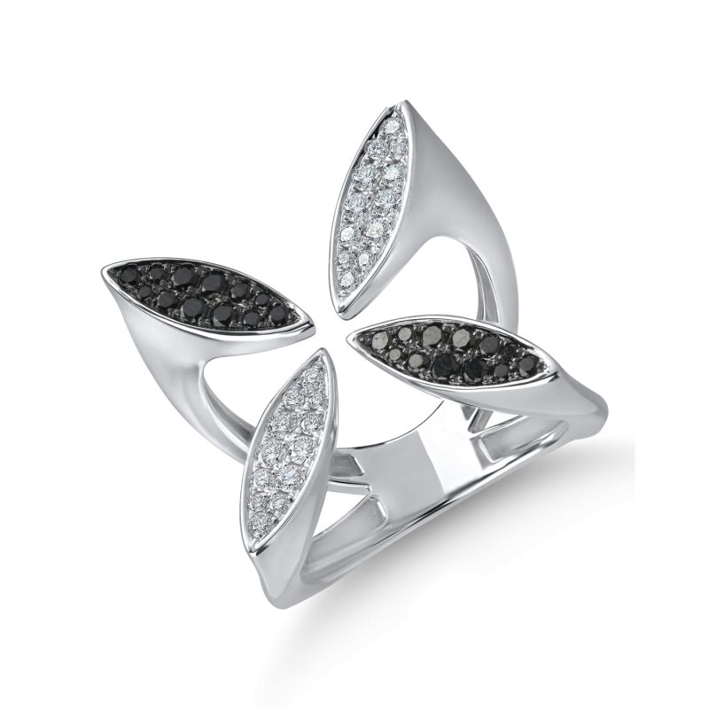 Inel geometric din aur alb cu diamante de 0.6ct
