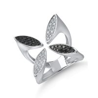 Inel geometric din aur alb cu diamante de 0.6ct