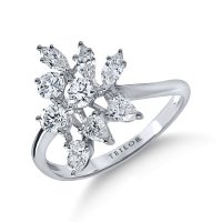 Inel geometric din aur alb cu diamante de 0.9ct