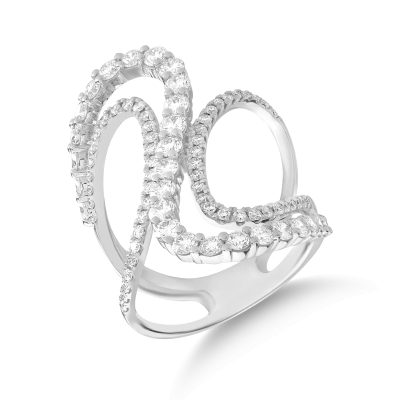 Inel geometric din aur alb cu diamante de 1.7ct