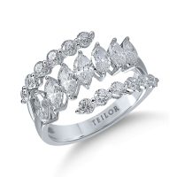 Inel geometric din aur alb cu diamante marquise si rotunde de 2.12ct