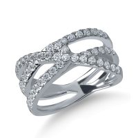 Inel geometric din aur alb cu diamante microsetting de 0.7ct