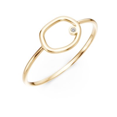 Inel geometric din aur galben cu diamante de 0.005ct