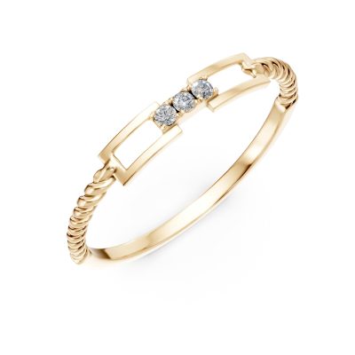 Inel geometric din aur galben cu diamante de 0.02ct