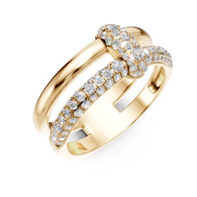 Inel geometric din aur galben cu diamante de 0.53ct