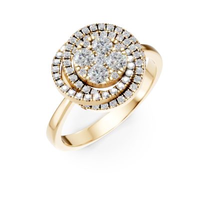 Inel geometric din aur galben cu diamante de 0.6ct