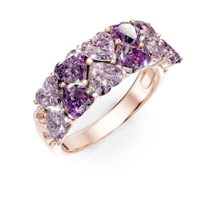 Inel geometric din aur roz cu ametiste heart de 2.7ct