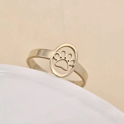 Inel oval Touch of Paw – Argint 925 placat cu Aur Galben 18K