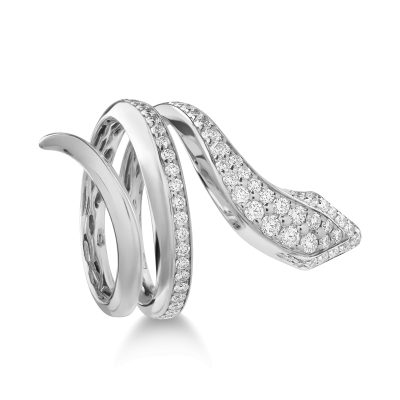 Inel sarpe din aur alb cu diamante de 0.93ct
