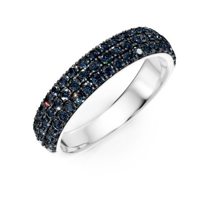 Inel semi eternity din aur alb cu diamante albastre de 0.96ct