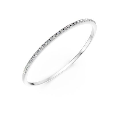 Inel semi eternity din aur alb cu diamante de 0.07ct