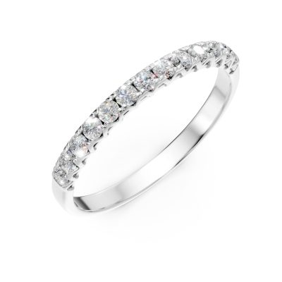 Inel semi eternity din aur alb cu diamante de 0.2ct