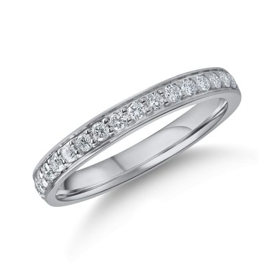 Inel semi eternity din aur alb cu diamante de 0.2ct