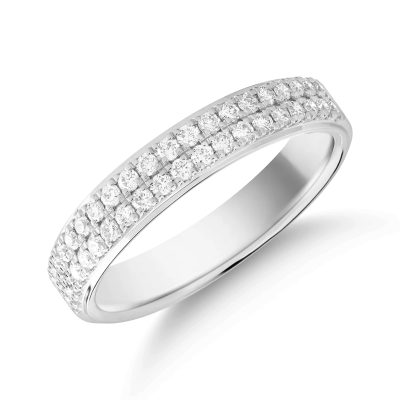 Inel semi eternity din aur alb cu diamante de 0.33ct
