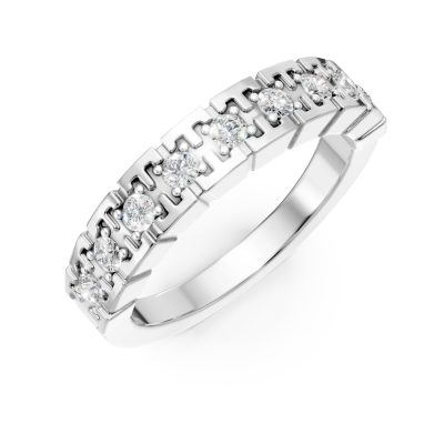 Inel semi eternity din aur alb cu diamante de 0.38ct