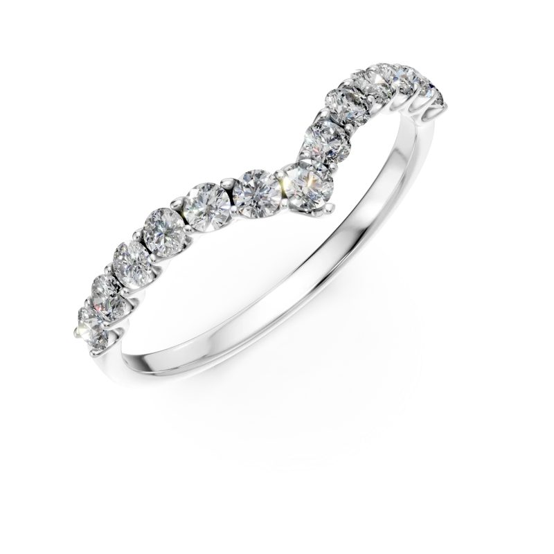 Inel semi eternity din aur alb cu diamante de 0.5ct