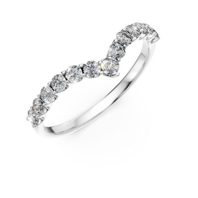 Inel semi eternity din aur alb cu diamante de 0.5ct