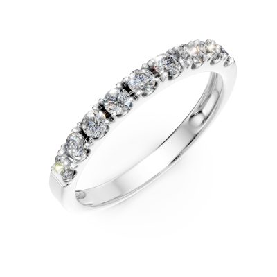 Inel semi eternity din aur alb cu diamante de 0.6ct