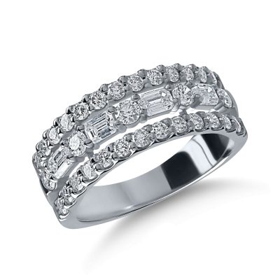 Inel semi eternity din aur alb cu diamante de 1.24ct