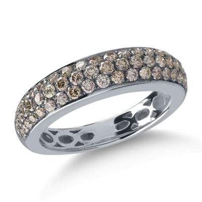 Inel semi eternity din aur alb cu diamante maro de 0.96ct