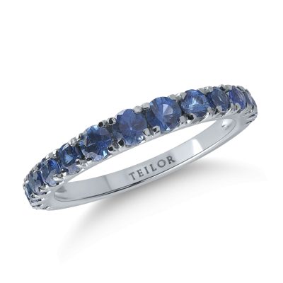 Inel semi eternity din aur alb cu safire de 1ct
