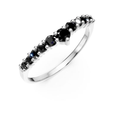 Inel semi eternity din aur alb cu zirconia microsetting