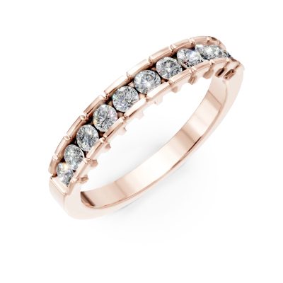 Inel semi eternity din aur roz cu diamante de 0.5ct