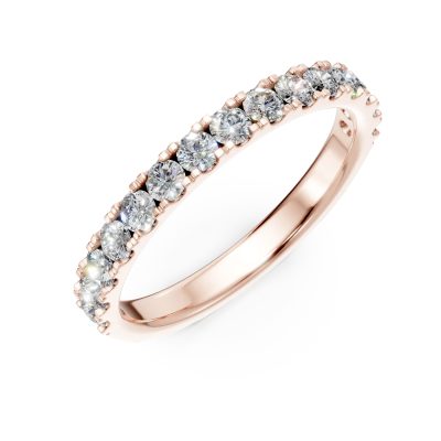Inel semi eternity din aur roz cu diamante de 0.5ct