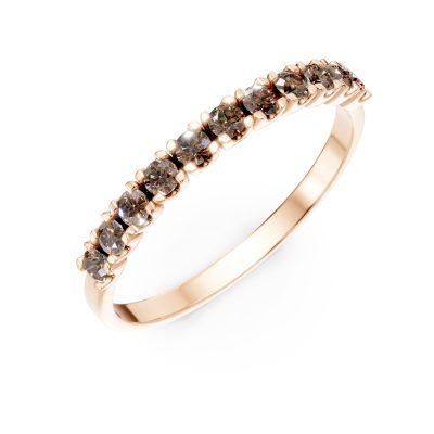 Inel semi eternity din aur roz cu diamante maro de 0.3ct