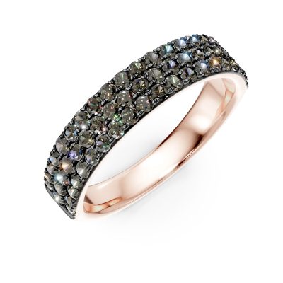 Inel semi eternity din aur roz cu diamante maro de 0.9ct