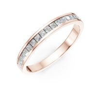 Inel semi eternity din aur roz cu diamante princess de 0.3ct