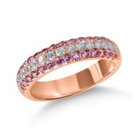 Inel semi eternity din aur roz cu safire roz de 0.6ct si diamante de 0.3ct