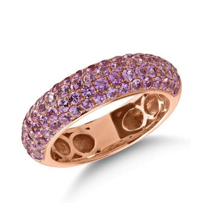 Inel semi eternity din aur roz cu safire roz-deschis de 1.81ct