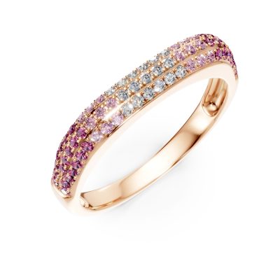 Inel semi eternity din aur roz cu safire si diamante de 0.57ct