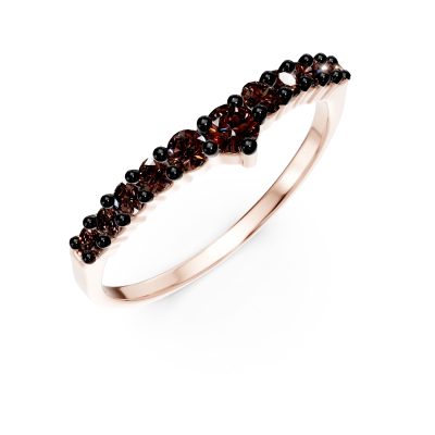 Inel semi eternity din aur roz cu zirconia microsetting